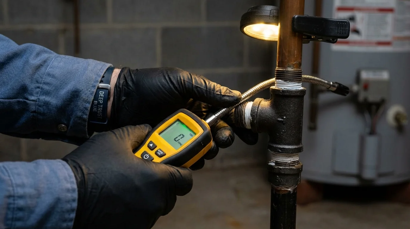 Gas leak detection with electronic sniffer by Johns Plumbing LLC in La Grange