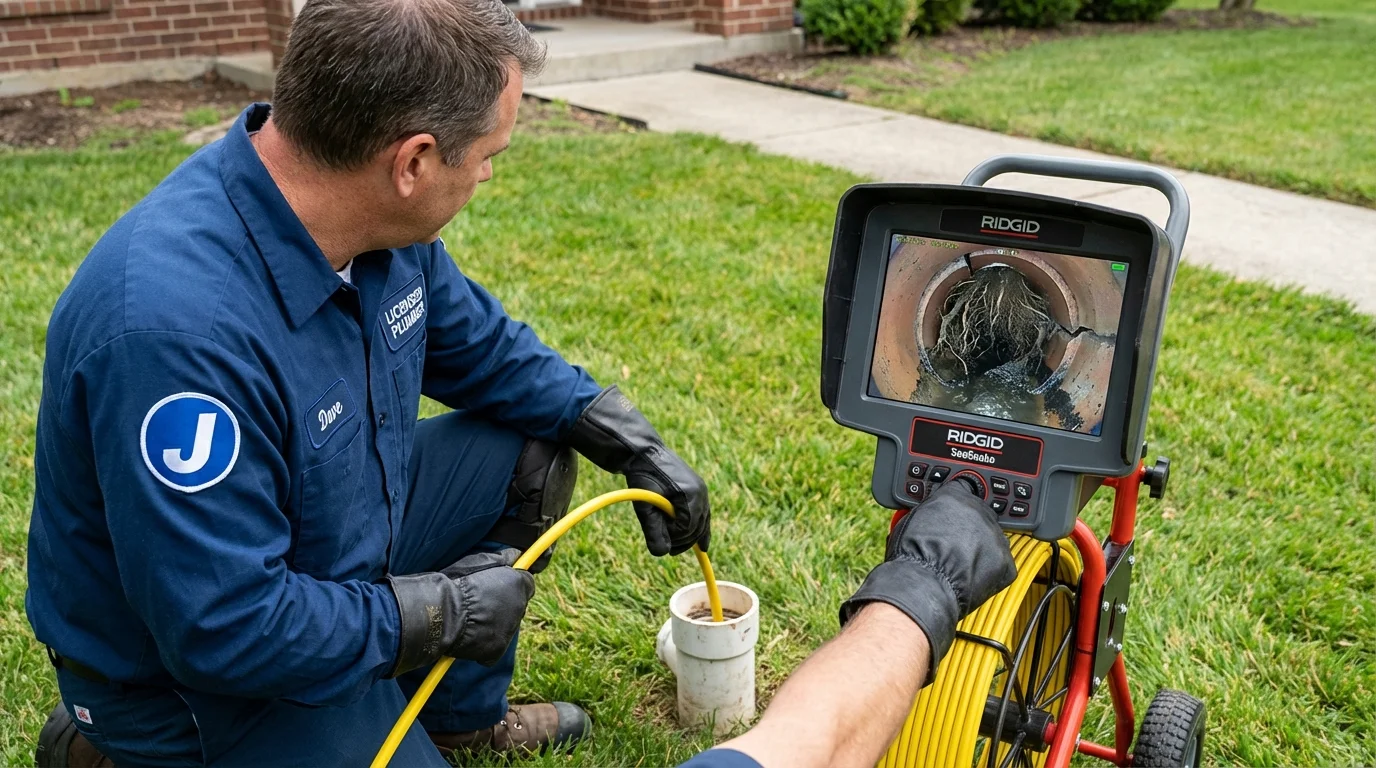Sewer camera inspection being performed by Johns Plumbing LLC in La Grange