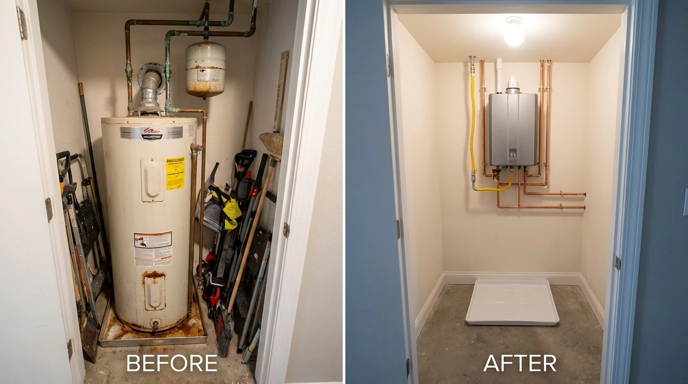 Tank water heater versus wall-mounted tankless unit comparison for La Grange, NC homeowners