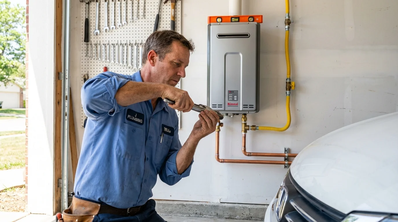 Tankless water heater installation by a Johns Plumbing LLC plumber in La Grange